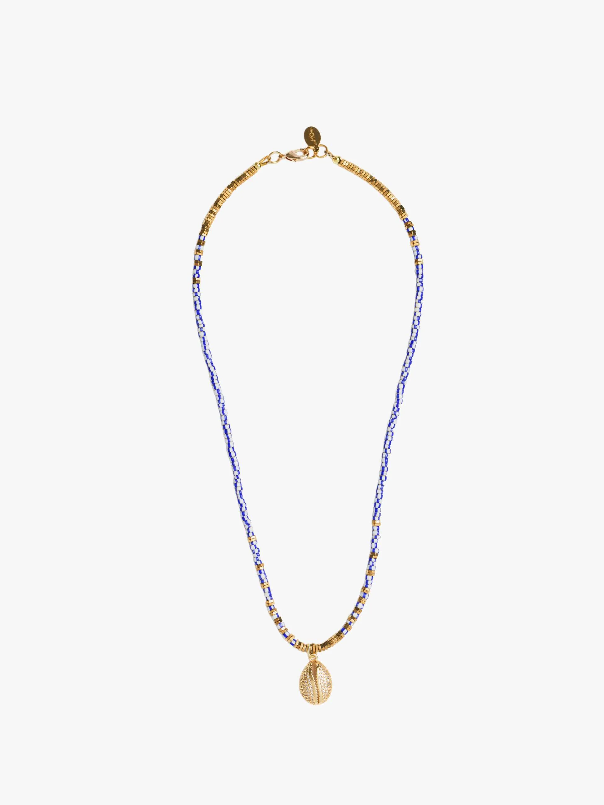 LUDA Beaded Necklace - Blue Stripe - Image 3