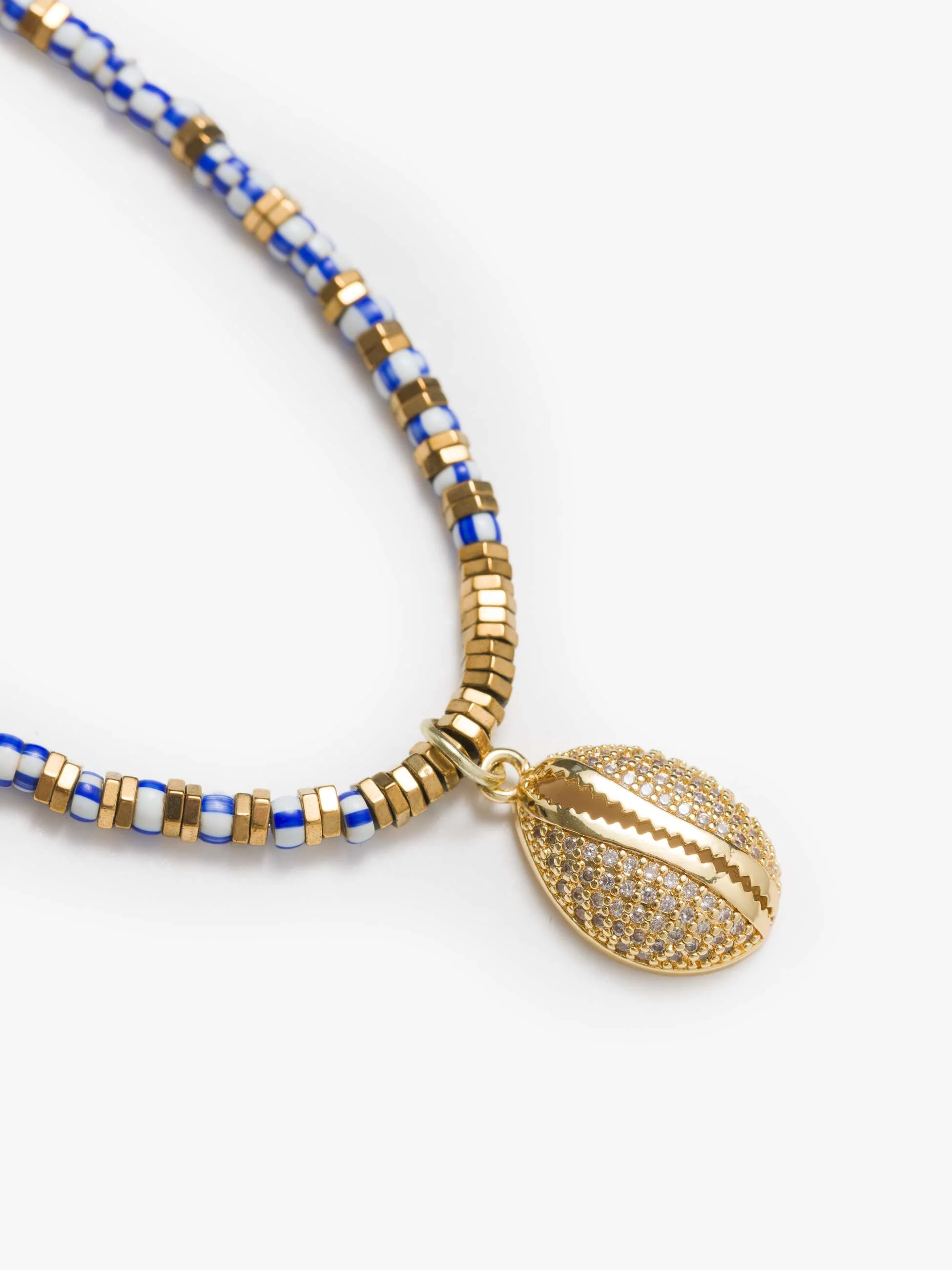 LUDA Beaded Necklace - Blue Stripe - Image 4